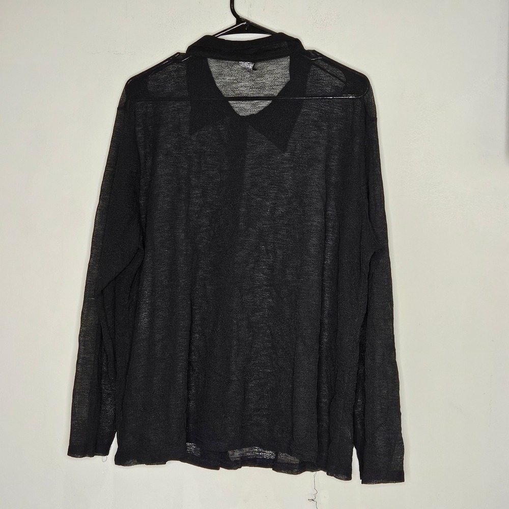 Y2K Black Sheer Button Down Top Size 22 Goth Whimsigoth Fairy Grunge Sleaze Boho - Picture 2 of 9